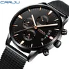 Crrju New Men's Calander Waterproof Sport Wristwatch med Milan Strap Army Chronograph Quartz Heavy Watches Fashion Man CLOC205H