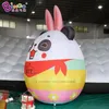 6mH (20ft) Inflatable Panda With Rabbit Ears Inflation Cartoon Animal Model Air Blown Easter Eggs Blow up Event Party Decoration With Blower Toys Sports