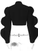 Y2k üstleri kadın ceket moda siyah üst uzun puflu kollu sweatshirt bahar sonbahar kadın tasarımcı sokak kıyafetleri parti kulüp ceket 240219