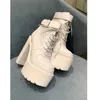 Kobiety panie modne buty kolanowe skórzane uda wysoko koronkowe grube podeszwa obcas Krótki Martin Women Booties Buty Winter 230830