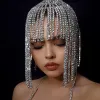 Bérets Stonefans Flash Long Gland Chaîne De Cheveux Strass Chaîne De Tête pour Femmes Discothèque Cristal Bandeau Chapeau De Mariée Coiffe Bijoux