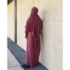 Vêtements ethniques 2 couches longues Khimar et Abaya Piece Jilbab Ensemble Ramadan Eid Vêtements de prière Islamique Hijab Robe Turquie Femmes musulmanes Dubaï