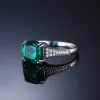 Yüzükler Jewelrypalace Vintage 2.1ct Yastık Simüle Nano Emerald 925 STERLING Gümüş Nişan Yüzüğü Kadınlar için Güzel Yıldönümü Hediyesi