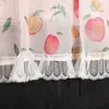 Rideau 2 pièces rideaux de cuisine imprimés de fruits pour café tige poche haut mignon décoratif dentelle volants demi écran de fenêtre