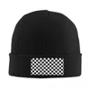 Berets Preto Branco Checkerboard Skullies Beanies Caps para Homens Mulheres Unisex Inverno Tricô Chapéu Adulto F-1 Sport Car Racing Bonnet Chapéus