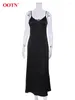 Casual Dresses Elegant Black Slim Straight Dress 2024 Spring Sexy Gray Sleeveless V Neck Women Street Khaki Spaghetti Strap