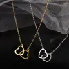 Hängsmycken lyx 18k guldhjärta halsband hänge för kvinnor jul fina smycken bijoux femme bizuteria hängen räv charm söt/romantisk