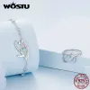 Anillos Wostu Original 925 STERLING SILE OJO DE HORUS CONDIVO CON OPAL PROTECCIÓN RING para mujeres Jewellry Fiesta de cumpleaños Regalo Wedjat Eye