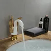 Badezimmer-Waschtischarmaturen, Messing, europäischer Stil, Schwan, Gold, Kalt- und Waschtischarmatur, Küche, Vintage, hoch/kurz erhältlich