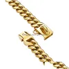 Dog Collars Leashes Gold Chain Collar 18K With Secure Buckle Stainless Steel Metal Chew Proof Heavy Duty Cuban Link For Medium Lar Dhdui