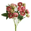 Fiori decorativi Fiore di seta 15 teste Rosa artificiale Camelia Bouquet Centrotavola per tavoli Vaso Decorazione di nozze Po Prop