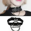 Naszyjniki Zaprojektowane seksowne punk gotyckie ręcznie robione metalowe o okrągłego łańcucha skórzana kołnierz Naszyjnik