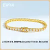 Brangles Ewya Real 2,5 / 3/4/5 / 6,5 mm Bracelet de tennis Full Moisanite Full pour femmes Men S925 Bracelets en diamant en or jaune à 18 carats en argent