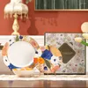 Наборы столовой посуды Набор посуды из костяного фарфора, высокая красота, акварель, картина маслом, легкая роскошная керамическая чаша и тарелка в стиле вестерн