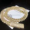 Anpassade Hip Hop -smycken Moussaint Cuban Necklace S925 Sterling Silver Plated 14k Gold Full Set Diamond Chain
