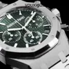 AP Wristwatch Mens WIST WATW WAKN WODNIE 26240st 50. rocznica zielona płyta Three Oczy Chronograph Automatyczna mechaniczna męska płyta zegarkowa 41 mm Automatyczna pochodnia