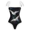Women's Swimwear 2023 New Retro One Piece Swimsuit Skirt Shoulder Strappy Print Floral Women Slimming Bathing Suit Beach WearH24220