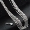 Man kvinna halsband 925 silverplätering 2mm i sidled kedjan halsband 16 tum/18 tum/20 tum/22 tum/24 tum/26 tum/28 tum/30 tum