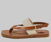 Tan/White leather and logo print canvas woody thong flats sandals summer flip flop cool slingback flat shoes italy luxury designer factory sale with box 35-42