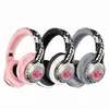 Cuffie LED Cuffie wireless Cuffie stereo HIFI Bluetooth Gioco luminoso Fascia per capelli dipinta Auricolare con inserto per iPhone Samsung