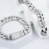 Usine de gros plaqué or blanc personnalisé CZ Pave Chunky Cuba Link Chain Bracelet