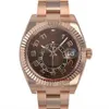 Kerstcadeau Originele dooscertificaat Casual Modern Mens Watches 326935 Mens 18K Gold Chocolate Sunray Dial 42mm3266