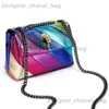 Totes Womens Pu Classic Fashion Contrast Magnetic Shoulder Rainbow Color Patchwork Bag T240220