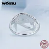 Anillos Wostu Original 925 STERLING SILE OJO DE HORUS CONDIVO CON OPAL PROTECCIÓN RING para mujeres Jewellry Fiesta de cumpleaños Regalo Wedjat Eye