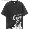 メンズTシャツヒップホップ洗浄TシャツFushiguro Toji Anime Graphic Men Vintage Tシャツコットン夏半袖TシャツThirt Harajuku Top Tees Q240220