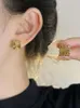 Luojia's Three-dimensional Geometric Hollow Gold Have A Niche Design Sense of Simplicity High-end Earrings Small Fragrance and Unique Earrings