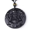 Hängen Drop Ship Ganesha Pendant Black Obsidian Jade Pendant Carved Ganesh Elephant Lucky Pendants Free Necklace Fine Crystal Jewelry