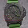 Classic style Super Quality watches for men cal 2555 Automatic Movement 47mm Rotating Bezel carbon fiber Case Auto Date Green Rub308A