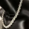 Full Iced Out Hip Hop Jewelry Moissanite Rope Chain Halsband Sterling Silver 7mm 8mm 9mm 11mm 12mm Twisted Diamond