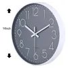 Relojes de pared Reloj sin tictac de 14 pulgadas Silencioso Funciona con pilas Redondo Decoración de estilo simple y moderno (gris) Venta al por menor