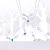 Hängen U7 925 Sterling Silver Deer Halsband med Birthstone Antler Horns Water Drop CZ Crystal 12 månaders hänge födelsedagspresent till henne