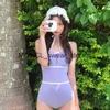 Women's Swimwear Korean Style One Piece Purple Padded Swimsuit High Quality Bathing Suit sexy Monokini 2020 BeachH2422088