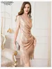 Casual Dresses Charming Trend Dress Women paljetter Tassel Mini Sexig V-ringning Evening Elegant Party Club