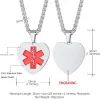 Pendentifs U7 étiquette d'identification personnalisée alerte médicale en acier inoxydable Laser graver pendentif texte citation coeur caducée alerte médicale EMC bijoux