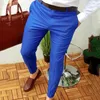 Calças masculinas 2024 listrado magro ajuste calças moda negócios lápis sweatpants homens casual streetwear pantalones