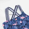 Women's Swimwear 3-14 Years Flamingo Print Summer Teen Girls Kids Beach dents Children One Piece Swimsuit Bathing SuitH2422088