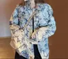 여자 재킷 데님 코트 세탁 파란색 디자이너 버튼 편지 셔츠 S-XL