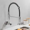 Bathroom Sink Faucets Matte Black Pull Down Kitchen Faucet Wall Mounted Single Cold Water Tap 360 Degree Rotation Stream Sprayer Nozzle Sink Tap Crane