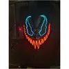 Party Masks Halloween Led Light Up Mask For Adts Kids Unique Neon Glow With Dark And Evil Glowing Eyes Drop Delivery Home Garden Fes Dhmqc