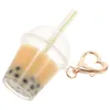 Keychains Milk Tea Pendant Keychain for Women Bubble Accessories Söta handväska Charms Plastiska ryggsäck Cup Pendants