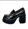 Dress Shoes Small Niche Black Leather With Thick Soles Women's French Retro Heels High Mary Jane Single