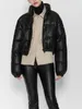 女性のトレンチコートZoki冬の濃厚な女性Short Parkas Warm Fashion Pu Leather Bomber Cot