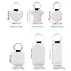 Keychains Double-sided White Bright PU Leather Keychain Personality Irregular Blank T-shirt Shape Rectangular Square Key Chains
