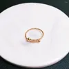 Cluster Rings Real Pure 18K Rose Gold Band Women Lucky Beads Glossy Double Ball Ring 1.01g/US Size 6