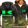 Hoodies Men Kawasaki Car Logo Print Casual HipHop Harajuku Gradient color Hooded Fleece Sweatshirts zipper Jacket Man Clothin9945249