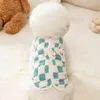 Dog Apparel Pet Clothes Fashionable Checkerboard Pattern Winter Vest Soft Plush Jacket Coat Supplies